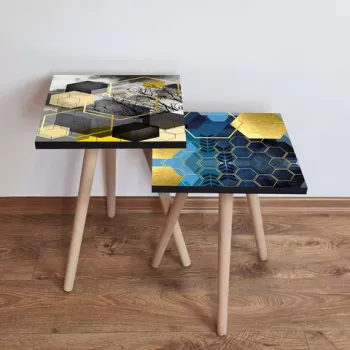 Set masute 2 piese, Leona, 2SHP495, Multicolor imagine