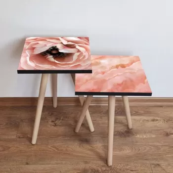 Set masute 2 piese, Leona, 2SHP502, Somon / Auriu / Maro imagine