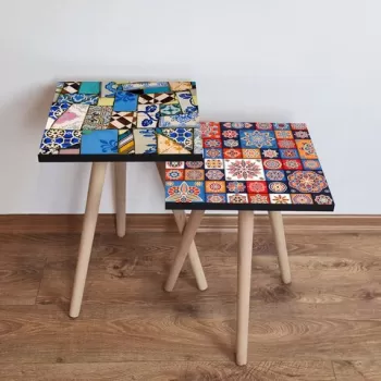 Set masute 2 piese, Leona, 2SHP510, Multicolor imagine