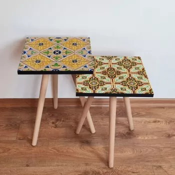 Set masute 2 piese, Leona, 2SHP513, Multicolor imagine