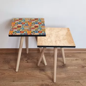 Set masute 2 piese, Leona, 2SHP515, Multicolor imagine