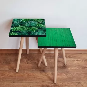 Set masute 2 piese, Leona, 2SHP517, Verde / Albastru Marin imagine