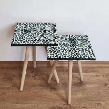 Set masute 2 piese, Leona, 2SHP54, Verde / Bej imagine