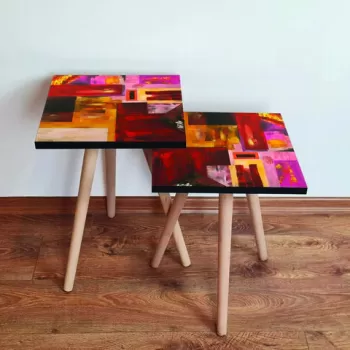 Set masute 2 piese, Leona, 2SHP55, Multicolor imagine