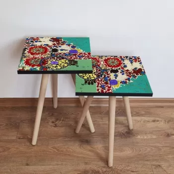 Set masute 2 piese, Leona, 2SHP56, Multicolor imagine