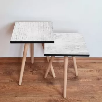 Set masute 2 piese, Leona, 2SHP68, Alb imagine