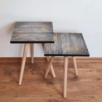 Set masute 2 piese, Leona, 2SHP69, Albastru gri imagine