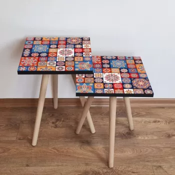 Set masute 2 piese, Leona, 2SHP7, Multicolor imagine