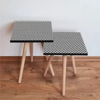 Set masute 2 piese, Leona, 2SHP8, Alb negru imagine