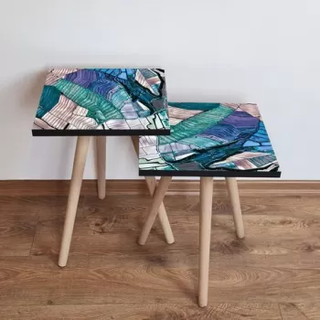 Set masute 2 piese, Leona, 2SHP80, Multicolor imagine