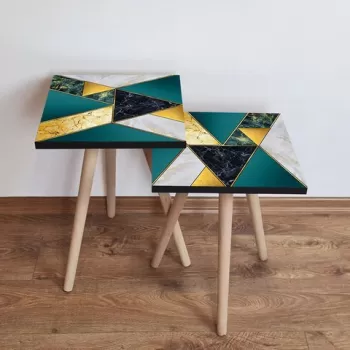 Set masute 2 piese, Leona, 2SHP86, Multicolor imagine