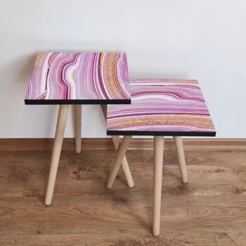 Set masute 2 piese, Leona, 2SHP88, Roz / Auriu / Alb imagine