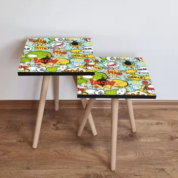 Set masute 2 piese, Leona, 2SHP9, Multicolor imagine