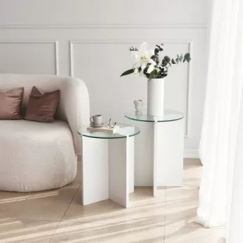 Set masute 2 piese, Neostill, Lily, Alb imagine