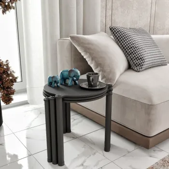 Set masute 3 piese, Hanah Home, Lavia 3, MDF , Negru imagine