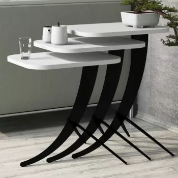 Set masute 3 piese, Hommy Craft, Pion, Alb imagine