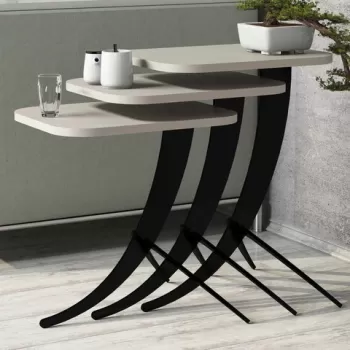 Set masute 3 piese, Hommy Craft, Pion, Crema imagine