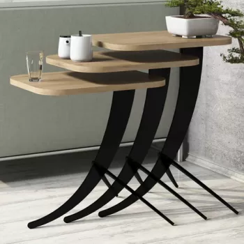 Set masute 3 piese, Hommy Craft, Pion, Stejar imagine