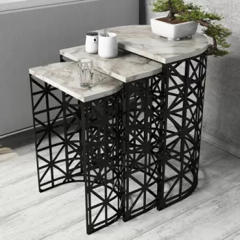 Set masute 3 piese, Hommy Craft, Stil, Alb imagine