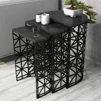 Set masute 3 piese, Hommy Craft, Stil, Negru imagine