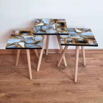 Set masute 3 piese, Leona, 3SHP100, Multicolor imagine