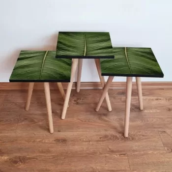 Set masute 3 piese, Leona, 3SHP103, Verde imagine