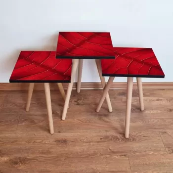 Set masute 3 piese, Leona, 3SHP104, Rosu imagine