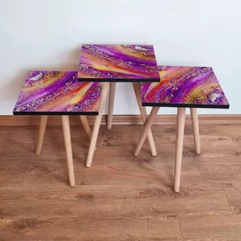 Set masute 3 piese, Leona, 3SHP108, Multicolor imagine