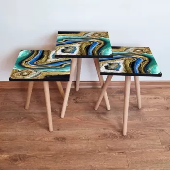 Set masute 3 piese, Leona, 3SHP110, Multicolor imagine