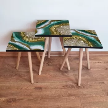 Set masute 3 piese, Leona, 3SHP111, Multicolor imagine