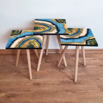 Set masute 3 piese, Leona, 3SHP112, Multicolor imagine