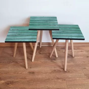 Set masute 3 piese, Leona, 3SHP116, Albastru imagine