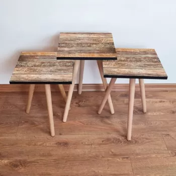 Set masute 3 piese, Leona, 3SHP121, Maro imagine