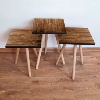 Set masute 3 piese, Leona, 3SHP123, Maro imagine