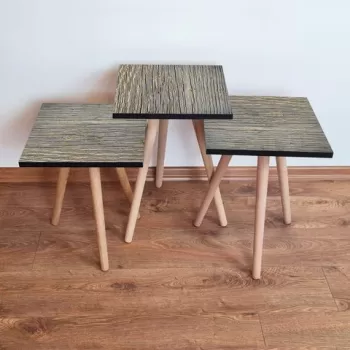 Set masute 3 piese, Leona, 3SHP126, Gri imagine