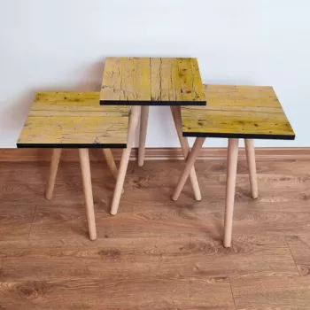 Set masute 3 piese, Leona, 3SHP127, Galben/Maro imagine