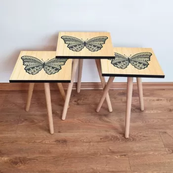 Set masute 3 piese, Leona, 3SHP13, Bej / Antracit imagine