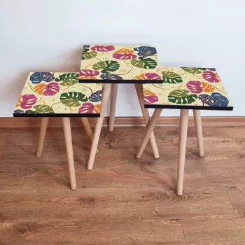 Set masute 3 piese, Leona, 3SHP139, Multicolor imagine