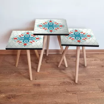 Set masute 3 piese, Leona, 3SHP143, Multicolor imagine