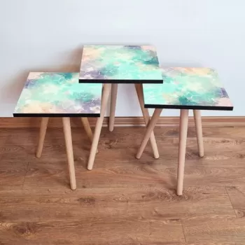 Set masute 3 piese, Leona, 3SHP15, Multicolor imagine