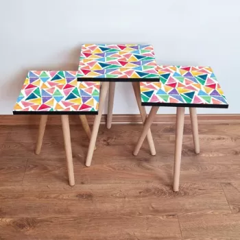 Set masute 3 piese, Leona, 3SHP16, Multicolor imagine