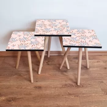 Set masute 3 piese, Leona, 3SHP169, Bleumarin / Somon imagine