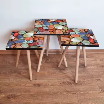 Set masute 3 piese, Leona, 3SHP17, Multicolor imagine