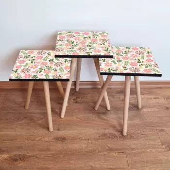 Set masute 3 piese, Leona, 3SHP170, Multicolor imagine