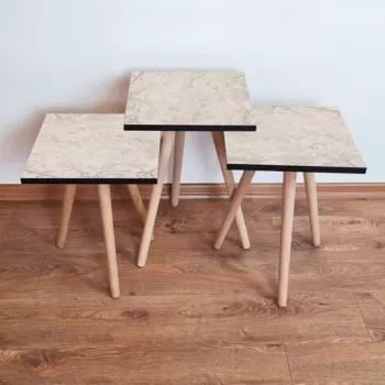 Set masute 3 piese, Leona, 3SHP180, Bej imagine