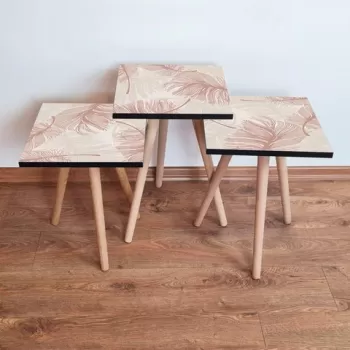 Set masute 3 piese, Leona, 3SHP188, Bej / Crem imagine