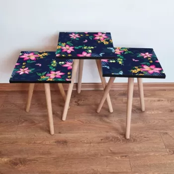 Set masute 3 piese, Leona, 3SHP189, Multicolor imagine