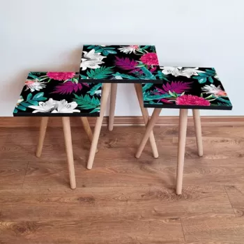 Set masute 3 piese, Leona, 3SHP190, Multicolor imagine