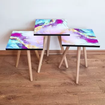 Set masute 3 piese, Leona, 3SHP195, Multicolor imagine