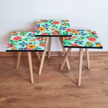 Set masute 3 piese, Leona, 3SHP196, Multicolor imagine